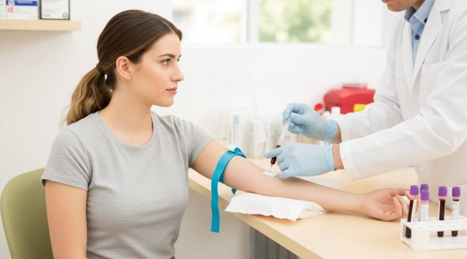 Doctor getting blood sample from patient