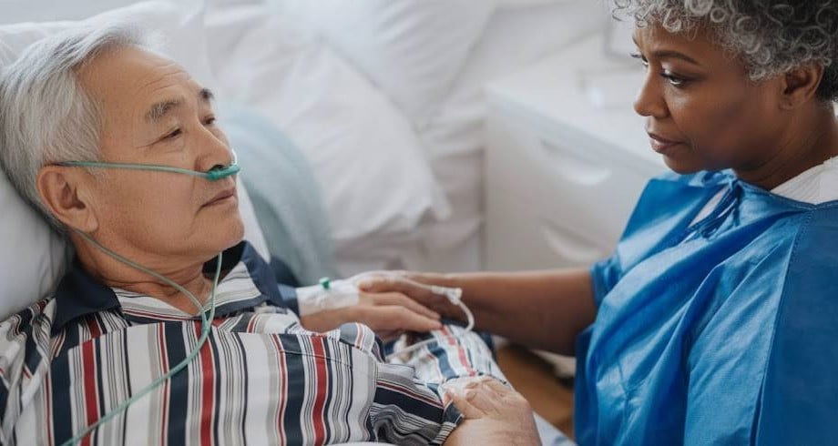 Patient inserted with tube with doctor