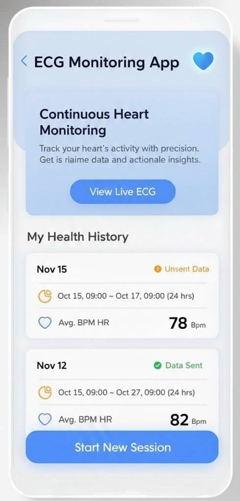 Front page of Holter monitoring app