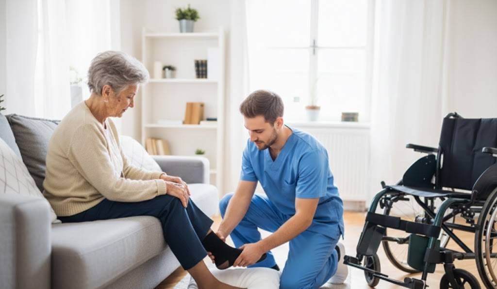 Doctor examining patient's foot