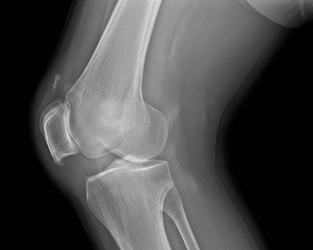Knee X-ray showing bone structure of the joint
