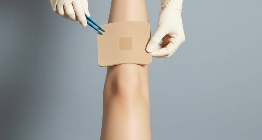 Patch getting put on leg