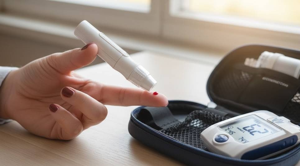Patient taking diabetes test