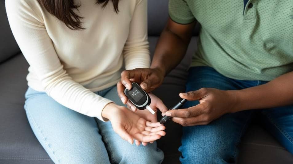 Patient taking diabetes test