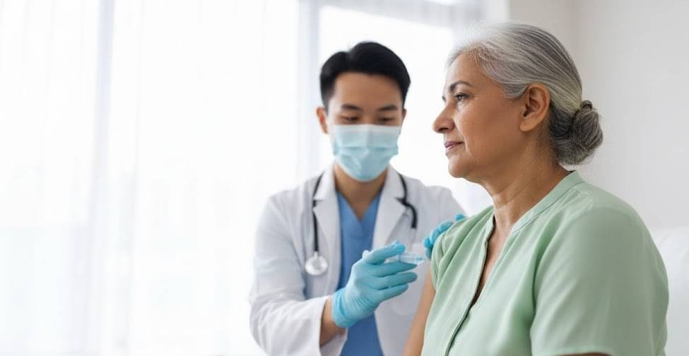 Doctor vaccinating patient