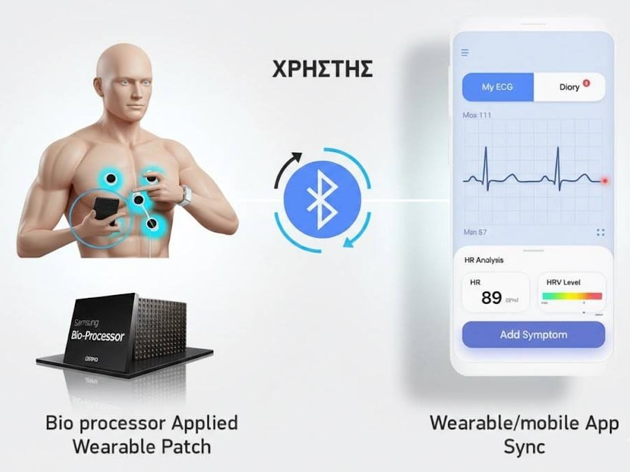 Illustration of holter monitoring bluetooth connection