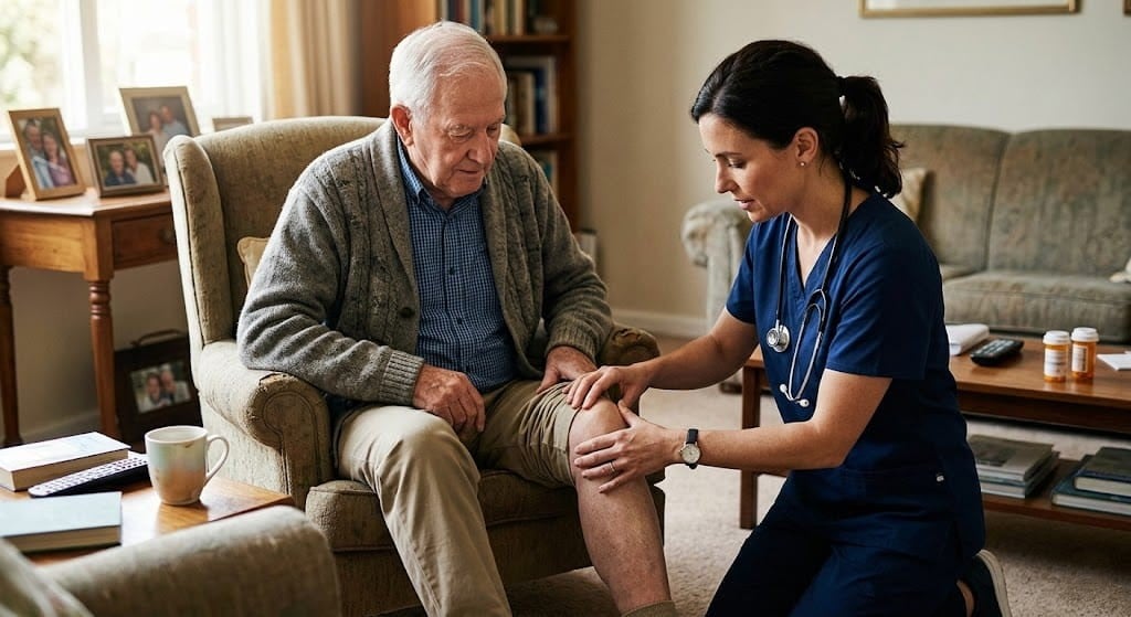 Doctor examining patient's knee